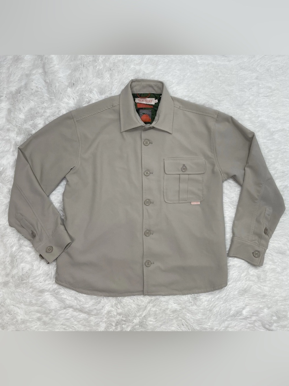 SealSkinz Men’s Size XL Shacket Button Up Jacket Gray Water Repellent PeachSkin
